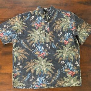 Reyn Spooner Hawaiian Aloha Shirt Grass Shack